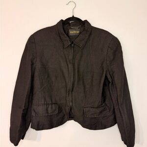 Casual Black Zip-Up Blazer Jacket